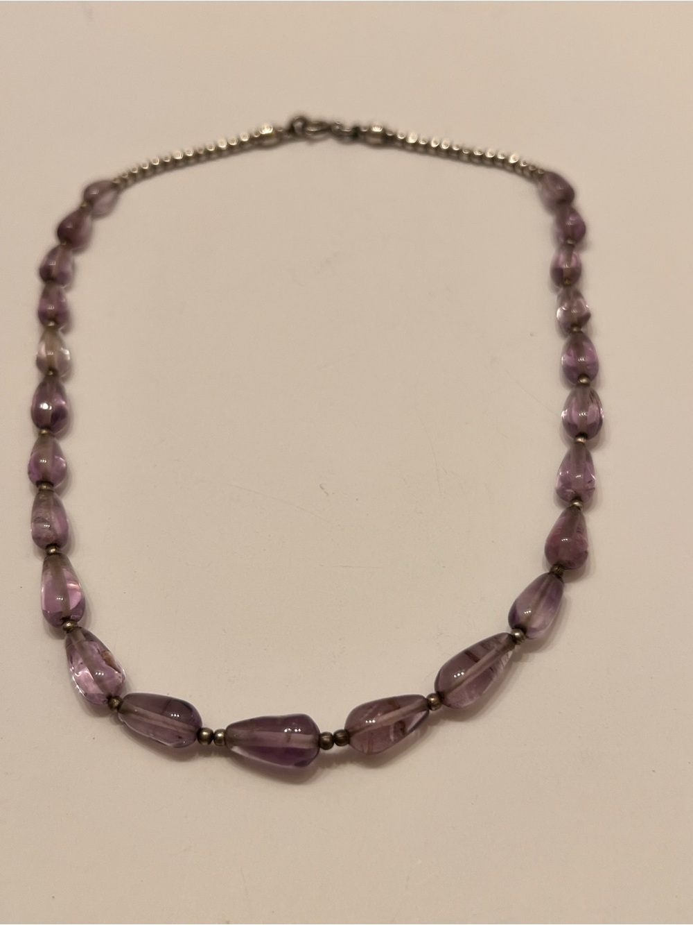 Elegant Purple Amethyst Teardrop Bead Necklace